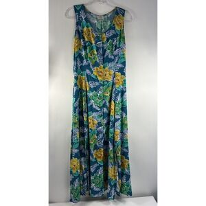 Jr Bentley Vintage‎ Sleeveless Floral Print Maxi Dress Womens Size 12 100% Rayon